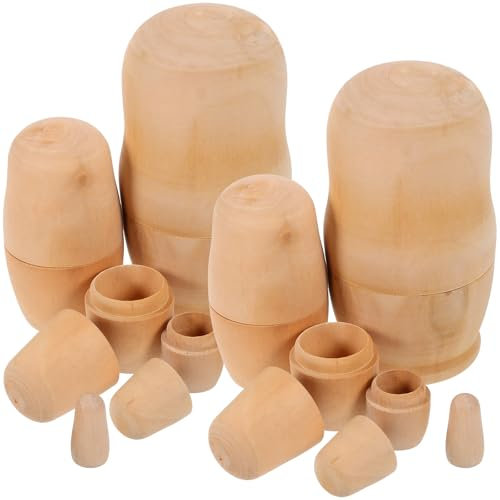 Tomaibaby Unpainted Russian Dolls: 2 Sets Blank Wooden Nesting Dolls - Matryoshka Stacking Toy for Boys Girls Birthday Gift DIY Your Own Doll Craft Home Decoration