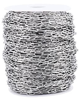 4 m dicke silberne Edelstahl-Panzerkette mit Spule, 4 mm Büroklammerkette, Handarbeit, ovale Gliederkette für Armband, Halskette, Schmuck, DIY