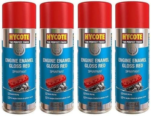Hycote XUK998 Engine Enamel Red Spray Paint 400ml X 4