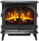 Dimplex Leckford Optiflame Electric Stove, Large Black Freestanding Electric Fireplace with LED Flame Effect, 2kW Adjustable Heater, Artificial Log or Coal Fuel Beds and Remote Control