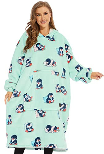 THREE POODLE Decken Hoodie, Oversize Hoodie Decken Pullover Kuschelpullover für Damen Herren Kinder, Warm und Weiches Futter, Übergroßer Hoodie Sherpa-Decke, Verschiedene Muster Verfügbar