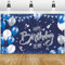 GRESATEK Blau Silber Happy Birthday Banner, Geburtstags Banner Party Hintergrund für Geburtstagsdeko, Extra Großes Banner Deko Drinnen und Draußen Poster für Mann und Frauen