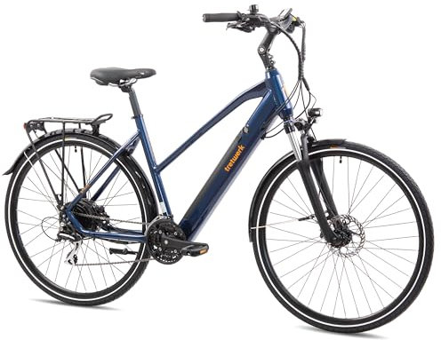 TRETWERK 28 Zoll E-Bike Seville 5.0 blau - Trekkingbike Damenfahrrad mit 24 Gang Kettenschaltung - Elektrofahrrad mit Heckmotor 250W, 36V