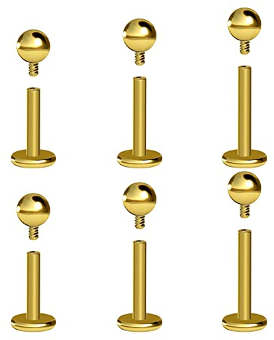 Body CAC 16G Internal Thread Titanium Flat Back Tragus Labret Stud Piercing