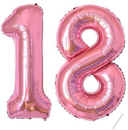 Palloncini compleanno 18 anni-40 pollici-Decorazioni compleanno di un ragazzo e una ragazza di 18 anni Rosa-Pallone gonfiabile in foil d'oro 18 anni.