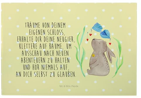 Mr. & Mrs. Panda XL Glas Schneidbrett Hase Blume - Ostergeschenke, Osterdeko, Geschenk, Ostergeschenke, Taufe, Glasschneidebrett, Osternest, Küche,