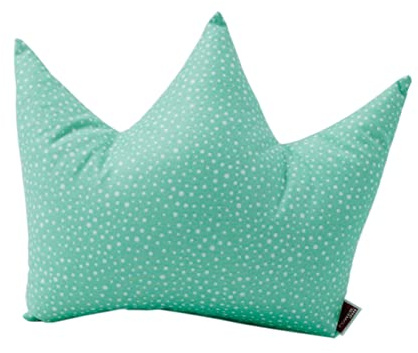 POWER INN Kronenkissen groß ca. 42x35cm | universelles Dekokissen | gemütliches Sofakissen | Kuschelkissen zum Träumen und Schlafen | (Hellgrün mit Punkten)