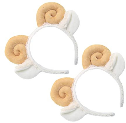 WOONEKY Haarschmuck 2 Stück Croissant-Stirnband Damen-Stirnbänder Schaf-Kostüm Cosplay-Kostüme Lamm-Cosplay-Ohr Schafhorn Lamm-Stirnband Lamm-Kopfschmuck Party-Haarband Cosplay-Stirnband