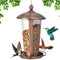 COSTWAY Mangeoire à Oiseaux Suspendue en Métal d'Extérieur Capacité 1L, Abreuvoir à Oiseaux 2 en 1 avec Dôme Résistant aux Intempéries Trous de Drainage, Décor de Jardin