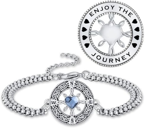 YueYuan Kompass Armband 925 Sterling Silber für Damen und Herren | Maritimer Kompass als Symbol für Orientierung, Geschenk zu Geburtstag, Weihnachten und Jahrestag