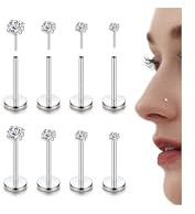 Chriscoco 4 Paar 18G G23 Titan Labret Nasenpiercing Stecker Lippenpiercing CZ Ohr Monroe Medusa Helix Tragus Silber 1.5/2/2.5/3mm