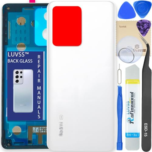 LUVSS Tapa Trasera Vidrio para Xiaomi Redmi Note 12 Pro+ Plus 5G Cubre Bateria Reemplazo Kit de Reparación (Blanco)