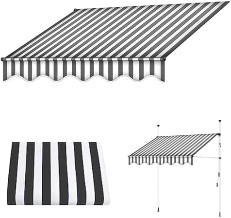 paiye Ersatz für Einziehbare Klemmmarkise, Sonnenschutzdach für Einziehbare Markisen, UPF50 UV Schutz (Color : White Gray, Size : 200cm)