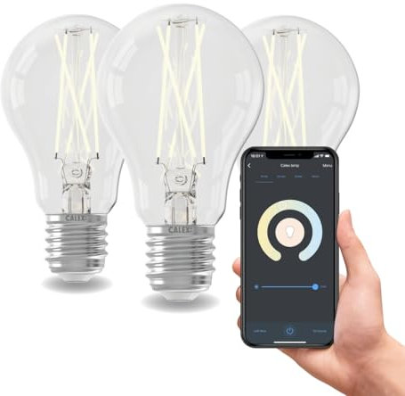 CALEX Smart LED Lampe, E27, Filament, warmweißes Licht, dimmbar, WLAN App- & Sprachsteuerung, 3er Pack