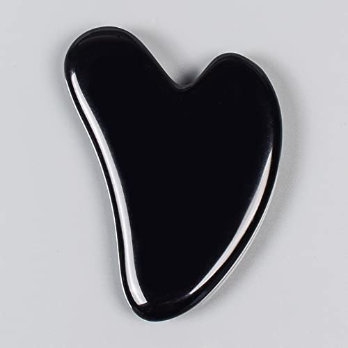 Raumdekoration Schwarzer Obsidian-Werkzeug-Gesichtsroller Gua Sha-Werkzeugsätze Naturstein-Kristall-Massage, Guasha-Werkzeug