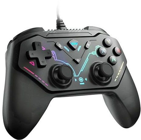 Machenike G3S Wired PC Controller with 8-Way Microswitch D-Pad, 1000w Press Life, Free Dead Zone Toggle, Seamless Multiplayer,4-Level Vibration, Compatible with PS3/Windows/Android/TV/IVI, Black