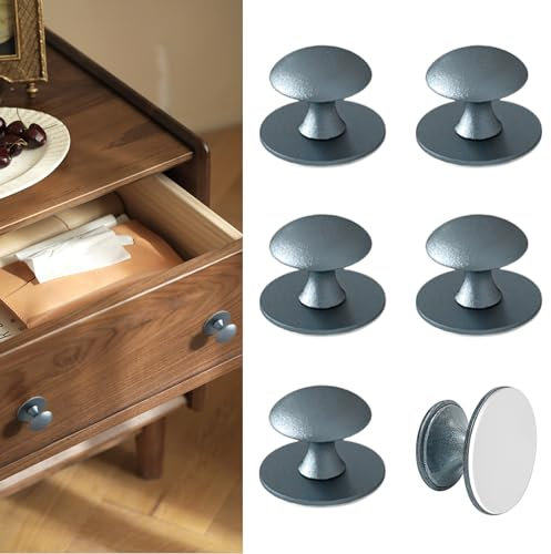 CcHhyyt 6 Stück Selbstklebende Knöpfe für Schrank Blau Selbstklebende Schrankknöpfe aus Edelstahl Knauf zum kleben für Schubladen Duschtür Spiegelschrank Glastür Türknauf ohne Bohren Möbelgriffe