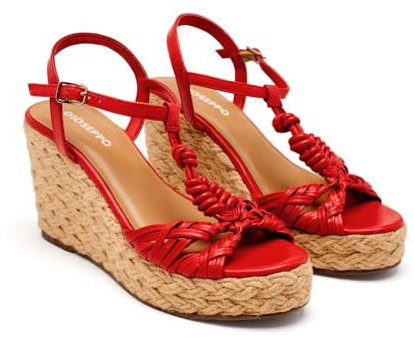 GIOSEPPO Femme Castine Sandale Cage Espadrille, Rouge, 41 EU