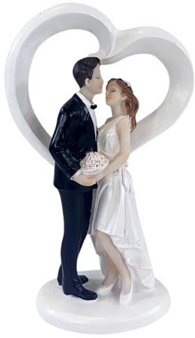 YIKISVUJ Wedding Cake Topper Figures, Bride and Groom Cake Toppers, Wedding Cake Figurines, Resin Couple Figurine, Cake Ornament for Anniversary Engagement Decoration Home Decor