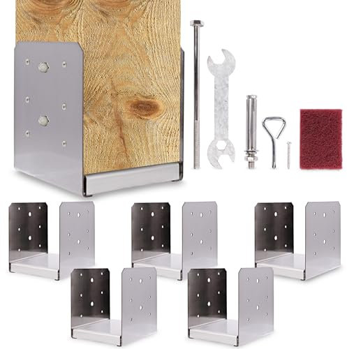 BISupply No Dig 6x6 Post Anchor Square Bracket 5pk - Bolt Down Post Base Wood Post Ground Anchor Fence, Mailbox, Deck, Garden Fence Post Anchors, No Dig Mailbox Anchor
