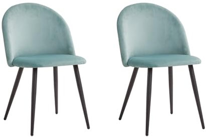 DEYARNA HOME 2er Set Moderner Esszimmerstühle mit Samt,Stilvolles Vintage Design, Gepolsterte Küchenstühle mit Schwarzen Metallfüßen (Grün/Schwarz Füße)