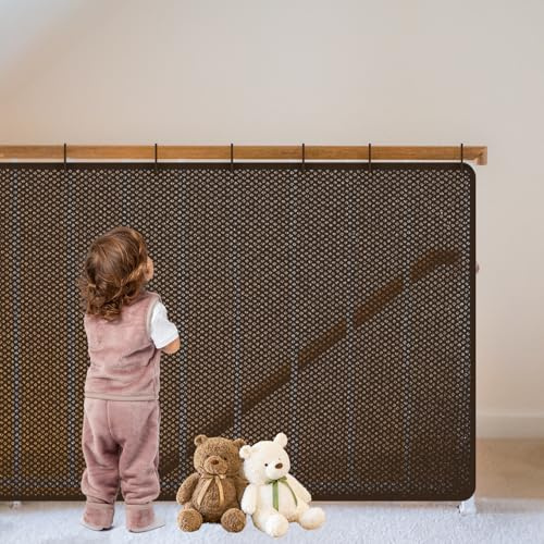 Kinder Sicherheitsnetz, Baby Balkon Geländer Treppenhaus Sicherheitsnetz, Erhöhtes Langlebiger Treppen Schutznetz Treppengeländer Zaun Mesh-Schutznetz für Kinder Haustiere(Coffee, S (300 x 90 cm))