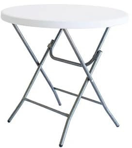 MaxxGarden Kompakter Klapptisch - Faltbare Gartentisch - Zusammenklappbarer Runder Tisch - 60x74 cm - Weiß