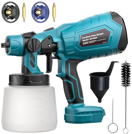 Kabelloser Farbsprühsystem für Makita 18V Akku (ohne Akku), AKKU-Farbsprüher für Zäune und Terrassendielen, Sprühpistole, Handfarbsprüher für Zuhause DIY Malerei, 3 Sprühmuster & 1000mL Tank