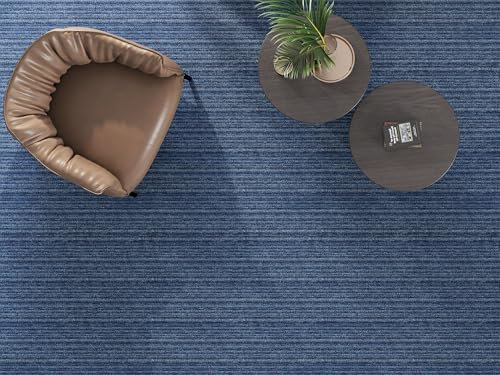 Steffensmeier Teppichfliese Chicago Paket | 5m² (20 Stück) | Büro | selbstlegend | Schlinge | Blau Meliert, Größe: 50x50cm