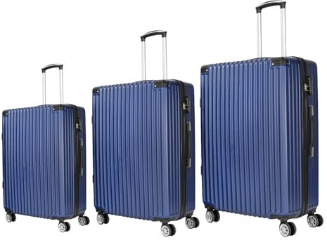 yonsly® Koffer Set 3 Teilig, Reisekoffer Trolley, Hartschalenkoffer Suitcase, Handgepäck Gepäck-Sets mit 4 Rollen, Passwortsperre, Hartschale, M(20″), L(24″) und XL(28″), Dunkelblau