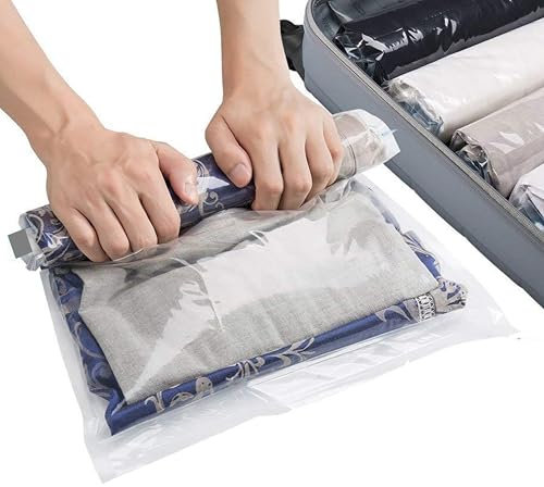 SilverRack Vakuumbeutel für Kleidung Reise zum Rollen [12 Stück] in (3x 30x40 cm / 4x 35x50 cm / 3x 40x60 cm / 2x 50x70 cm) - platzsparer Vakuum Beutel Kleidung Reise Kompressionsbeutel