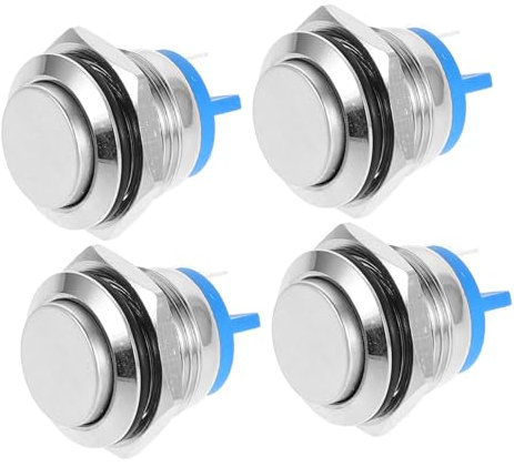 Housoutil 4pcs Complete Doorbell Button Modern Hardware Wireless Key Switch Push Relay Wall Mounted for Home Office