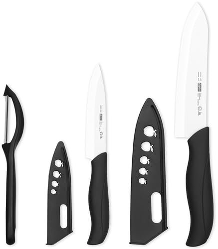 Plys Nero Coltelli Ceramica Cucina: Set Coltello Ceramica da Carne Professionale Manico Nero