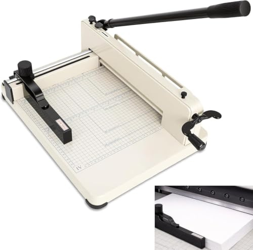 12 inch Heavy Duty Paper Cutter with HSS Blade, Industrial 400 Sheet Capacity Steel Paper Trimmer, Commercial Paper Cutter for Print Shop, School Crafting with Dual Safety Lock Protective Cover