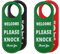 2PCS Señal para Colgar la Puerta, Letreros Colgantes de Puerta Do Not Disturb, Signo de Welcome Please Knock No Molestar Puerta Colgador Cartel Cuero Doble Cara Señal Colgante Perilla Puerta