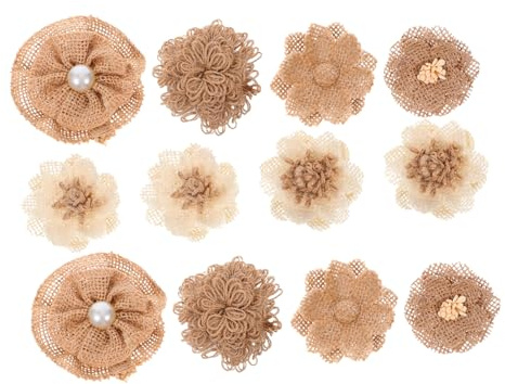 DOITOOL 12 Sätze Festungspartydekorationsset Tuch Sackblumen Zum Basteln Sackleinen Blumendekor Jute-dekoration Natürliche Juteblume Partydekorationen Blenden Fälschung