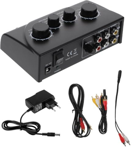 HONITANO Karaoke-soundmixer Mit Zwei Mikrofoneingängen Kabel Eu-stecker Für Pc Bühne Familien Und Ktv-räume Abs Und Kupfer Für Langlebigkeit Separate Lautstärkeregelung Tone-regler Für