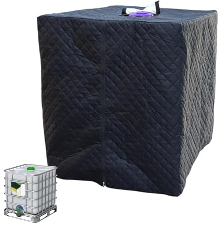 IBC Tank Abdeckung, Schwarz Abdeckplane Für Wassertank 1000L, Isolierter Wasserdichter Anti-UV IBC Schutzhülle Mit Reißverschluss, Für Außenbereich Camping Garten, 120x100x116cm