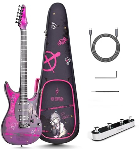 Enya E-Gitarre Inspire 39 Smart E-Gitarre aus Carbonfaser mit 15W Wireless-Lautsprecher & ENYA INSPIRE Kompakter Fußpedal-Controller