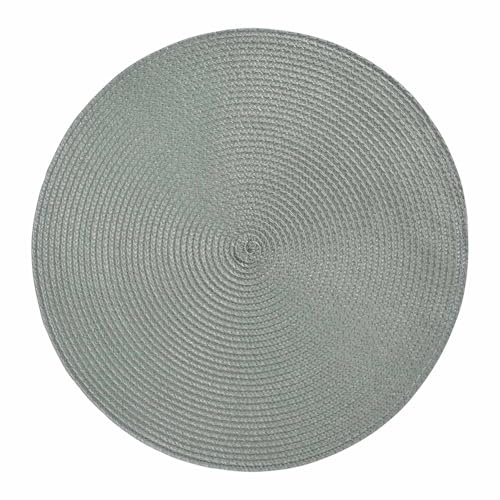 Platzset Rund Ø 38 cm Abwaschbar Tischset Platzmatte in Bast-Optik Platzdeckchen Tisch Untersetzer (Salbei)