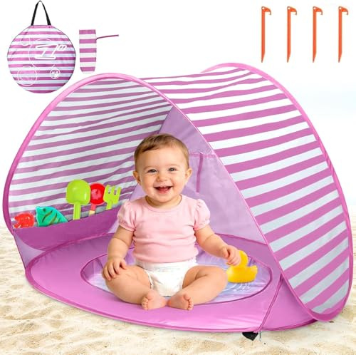Tienda Campaña Infantil Playa para Anti-UV Protección Solar UPF 50, Tienda de Playa Portátil para Jardín, Camping, Viajes, Pesca, Picnic y Deportes al Aire Libre