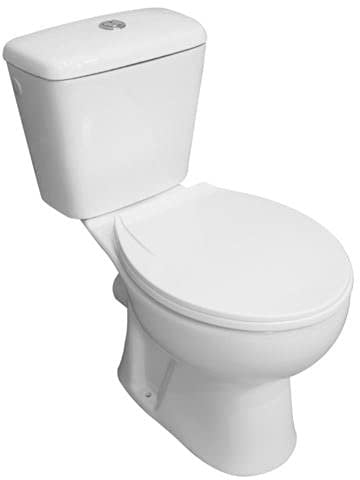 Lavita Toilette/WC Monoblocco in Ceramica – Scarico Orizzontale, Bianco, 63x37x73 cm