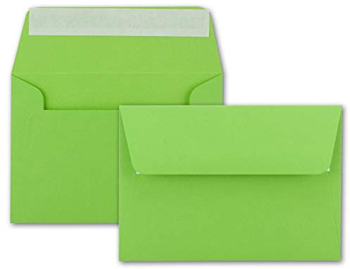 75x Brief-Umschläge B6 - Hellgrün - 12,5 x 17,5 cm - Haftklebung 120 g/m² - breite edle Verschluss-Lasche - hochwertige Einladungs-Umschläge
