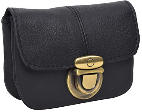 Gusti Gürteltasche Leder - Chapal Bauchtasche Festivaltasche klein Schwarz Leder