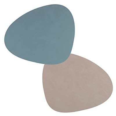 LindDNA Curve Tischset, Leder, Hellblau/Hellgrau, 37 x 44 cm