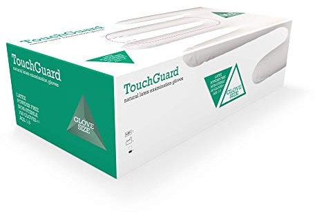 TouchGuard Gants jetables en latex naturel, non-poudré, boîte de 100, taille M