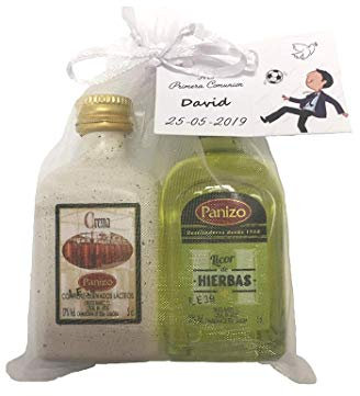 Pack 24 botellitas licores miniaturas panizo para regalar invitados7.8 (Crema de orujo y licor de Hierbas) 5 cl cada miniatura