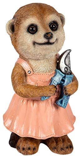 Baby Girl Meerkat Ornament Figurine Garden Home Décor Gardening Pruning Here We Go Indoor Or Out Frostproof 21cm