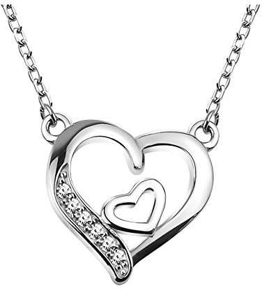 Sofia Milani - Damen Halskette 925 Silber - mit Zirkonia Steinen - Herz Anhänger - 50304