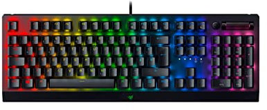 Razer BlackWidow V3 (Green Switch) – Teclado Gaming con interruptores mecánicos (táctil y Clic, Teclas ABS, Teclas Multimedia, iluminación RGB Chroma) QWERTZ | disposición DE, Negro